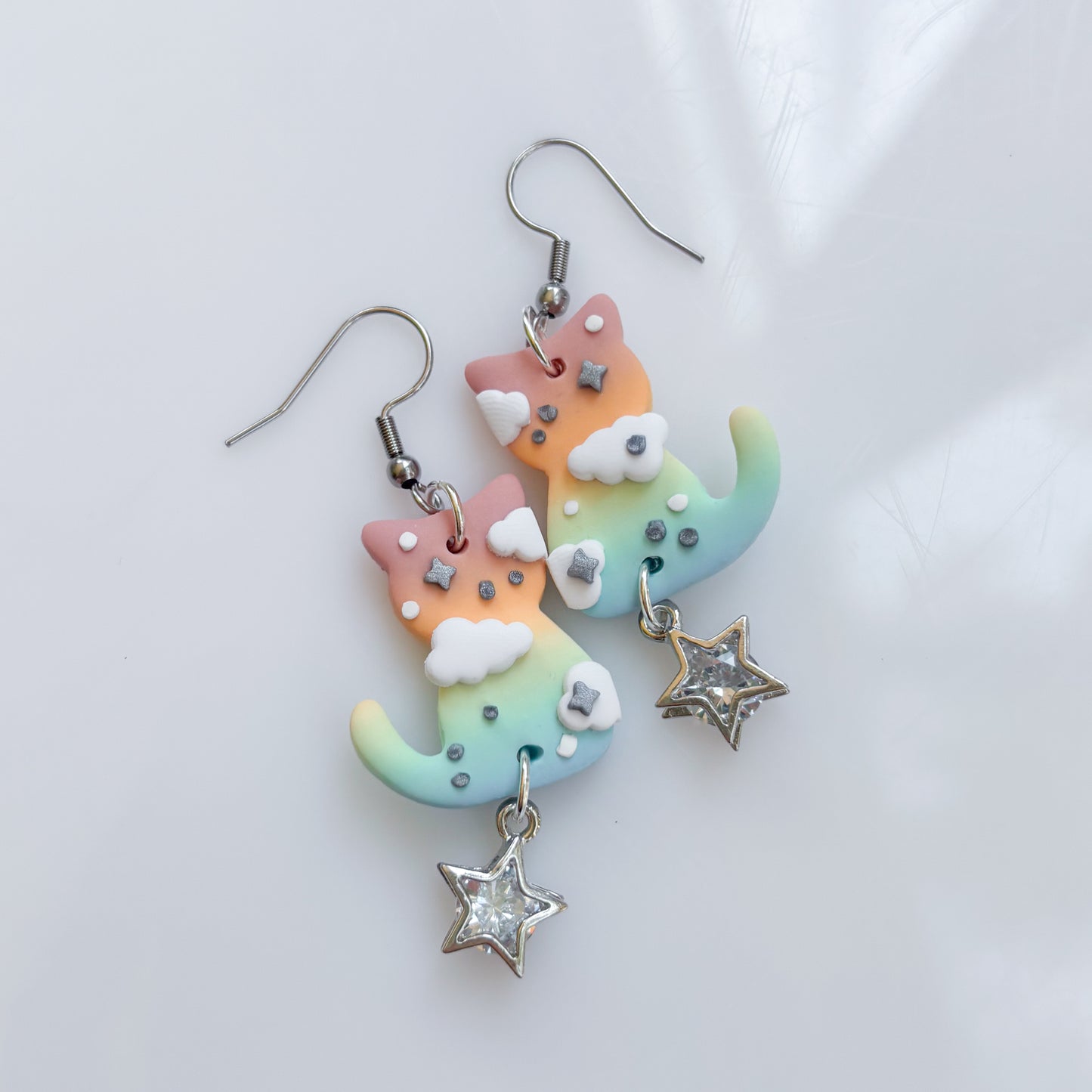 PASTEL RAINBOW OMBRE CAT EARRINGS