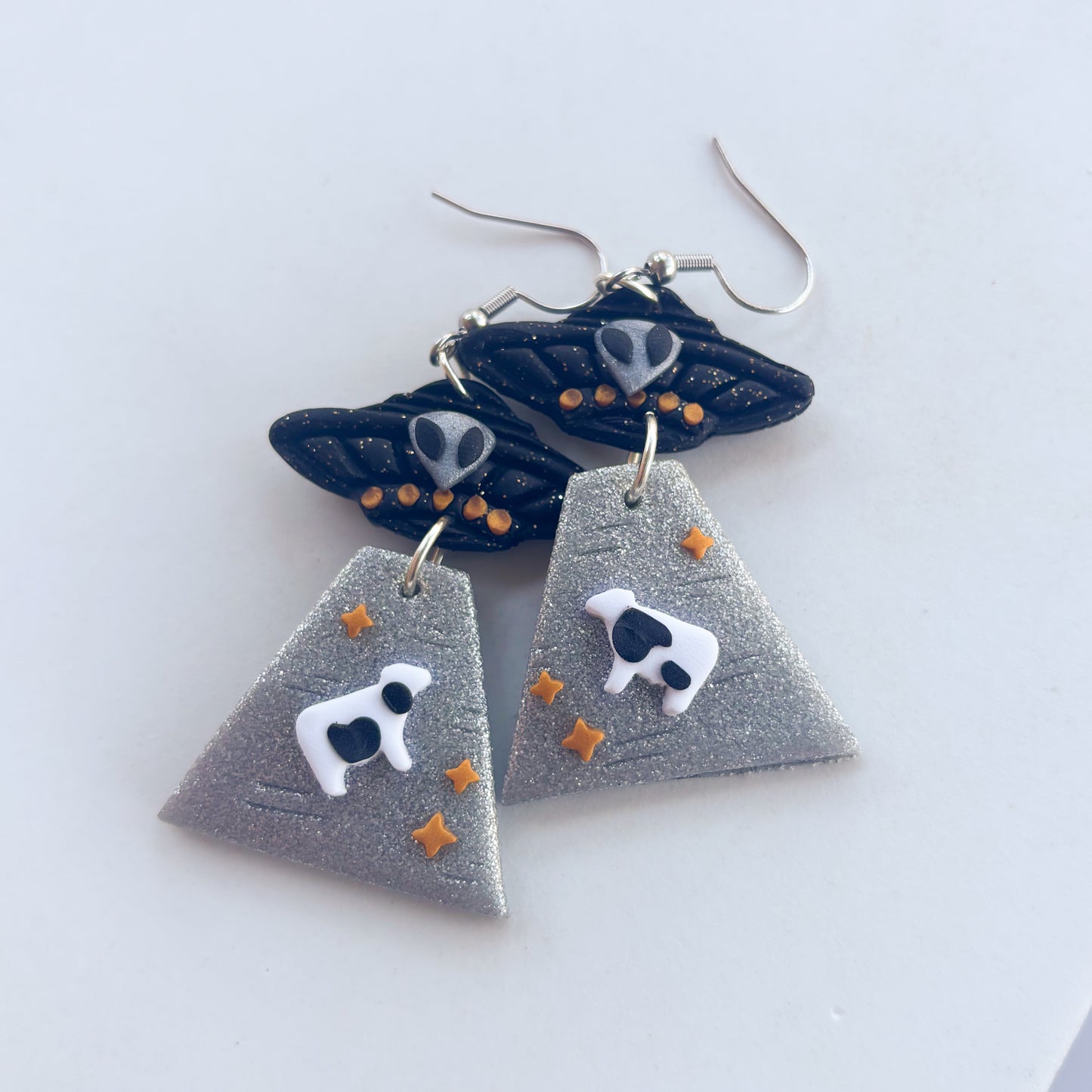 METALLIC ALIEN UFO EARRINGS