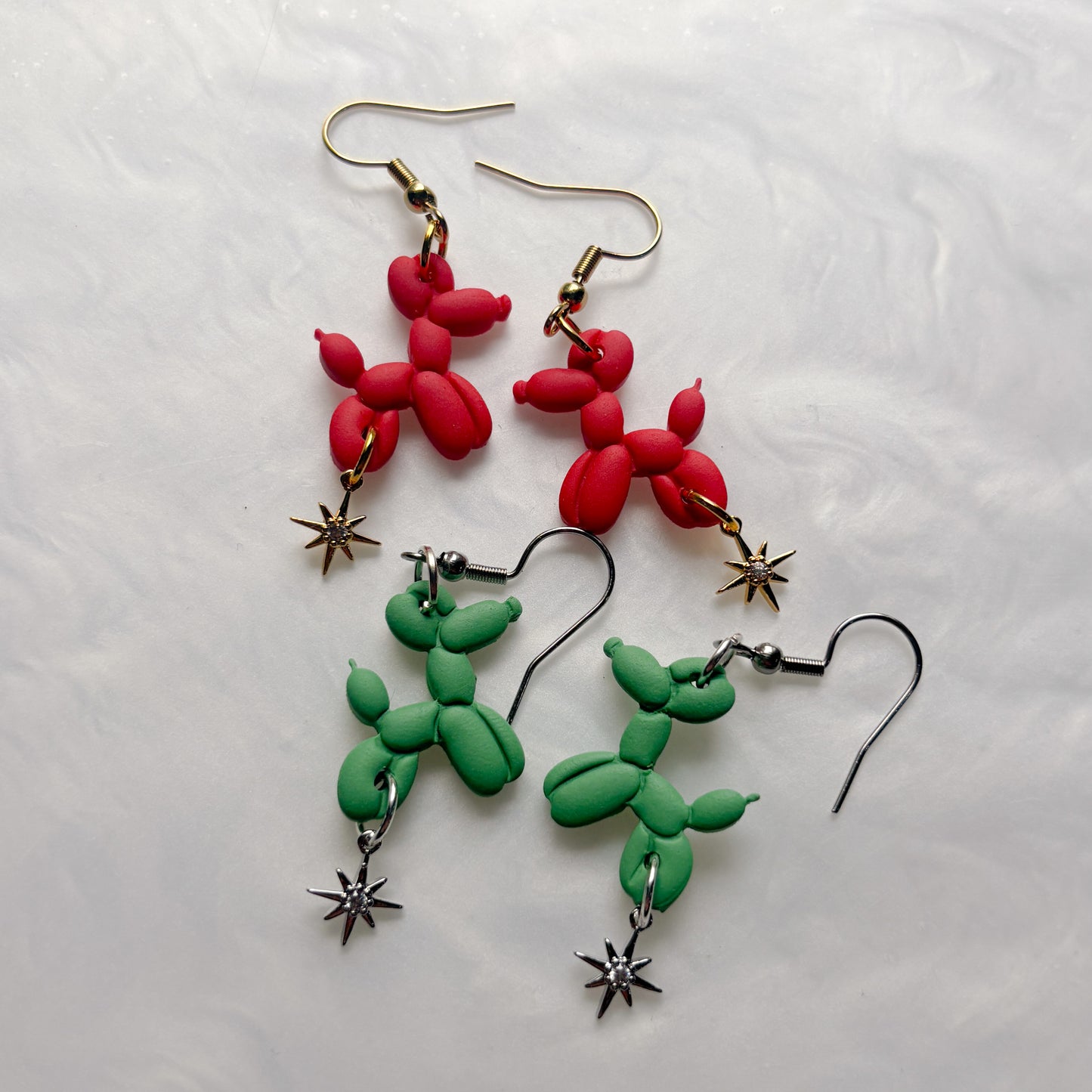 GREEN BALLOON DOG EARRINGS