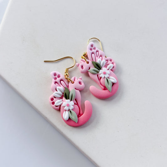 PINK FAIRY CAT EARRINGS