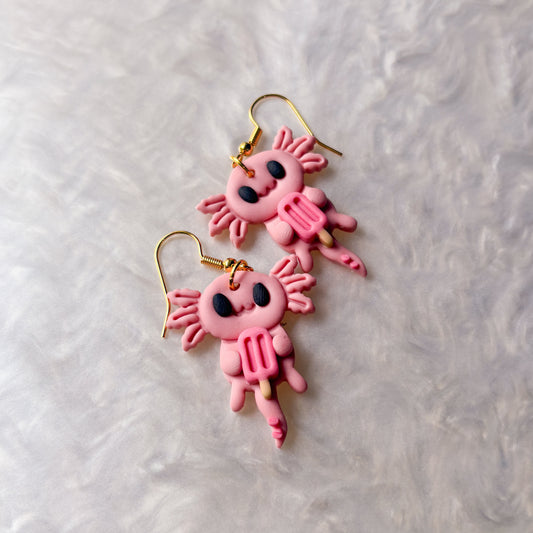 POPSICLE PINK AXOLOTL EARRINGS