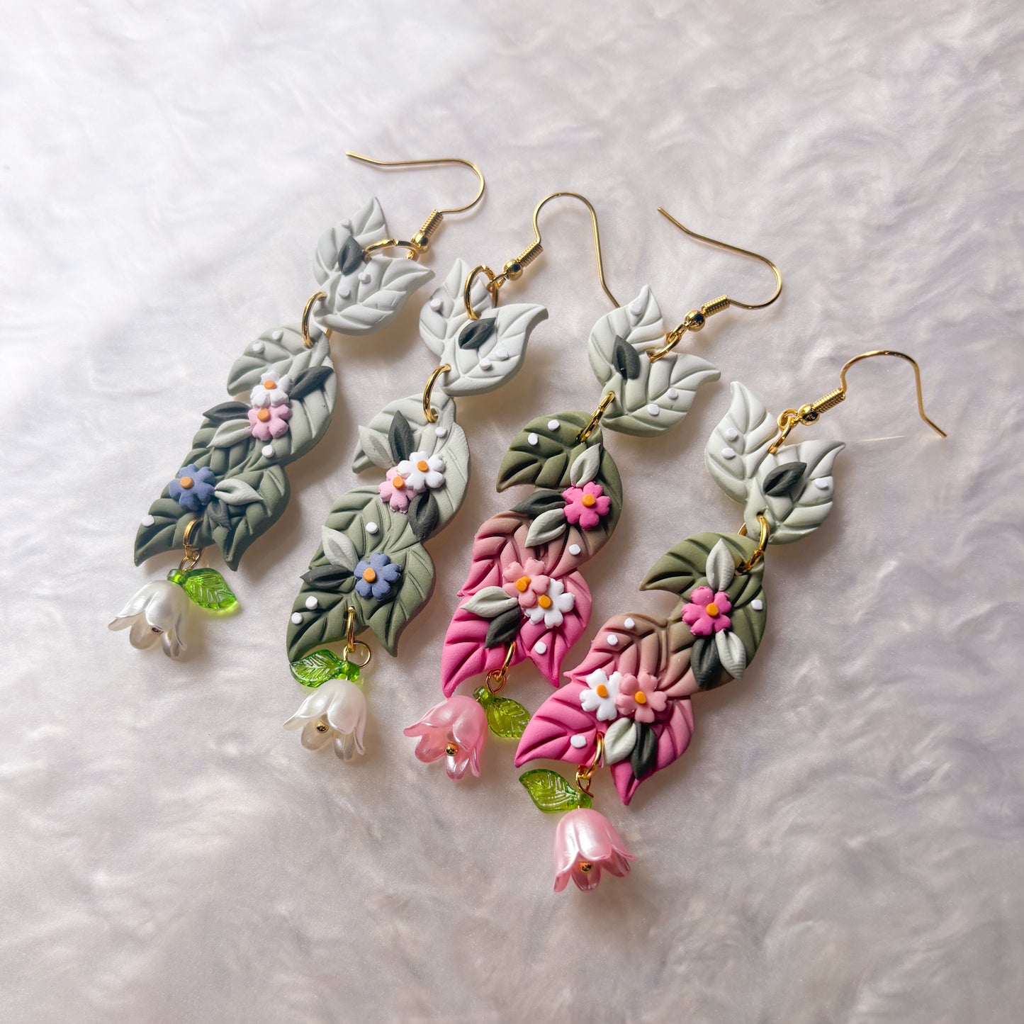 FLORAL LEAF DANGLE EARRINGS