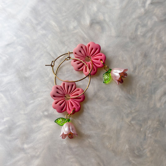 CHERRY BLOSSOM HOOP EARRINGS