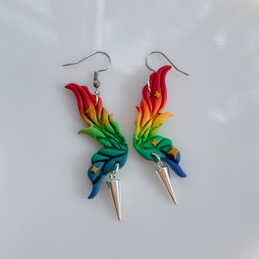 RAINBOW GROTTO FAIRY WING EARRINGS (RAINBOW)