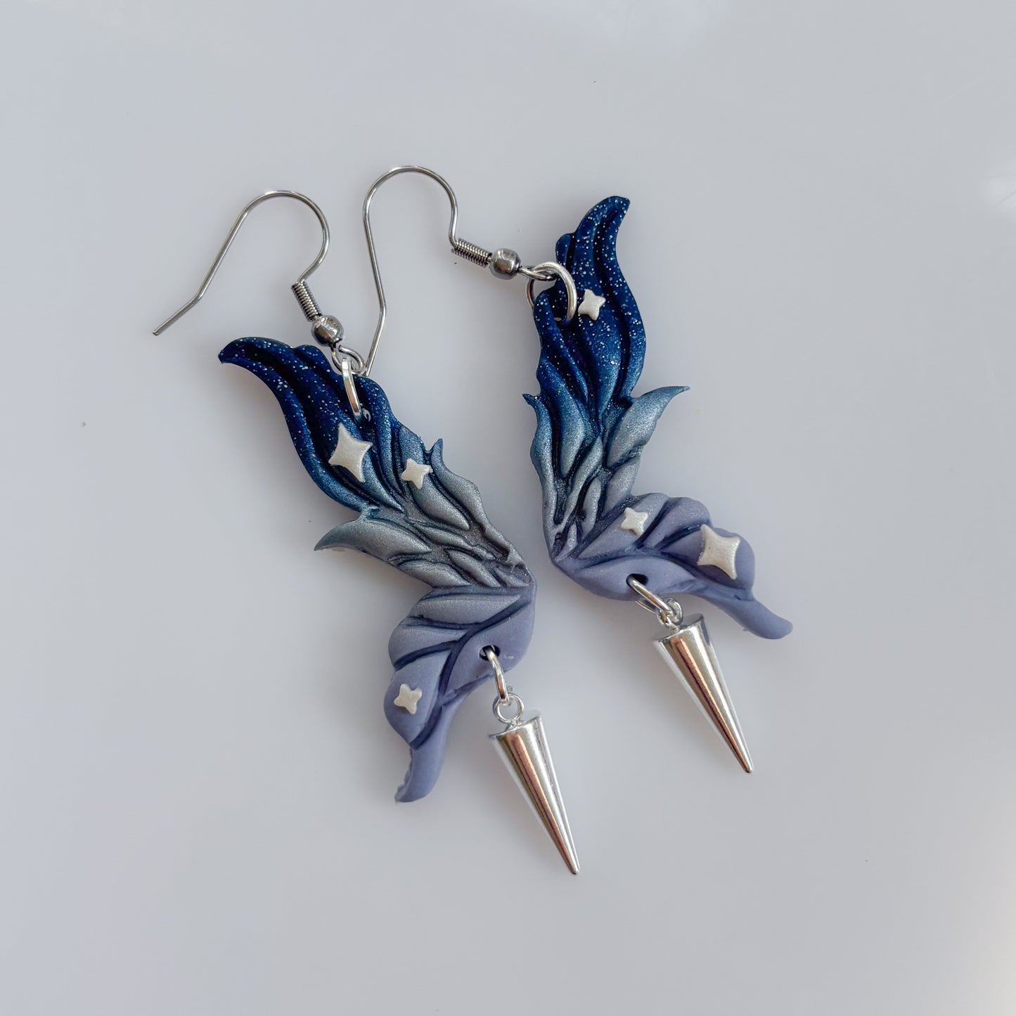 PERIWINKLE MARSH FAIRY WING EARRINGS (BLUE/SILVER/PERIWINKLE)