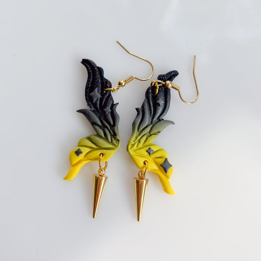 BUMBLEBEE FAIRY WING EARRINGS (YELLOW/BLACK)