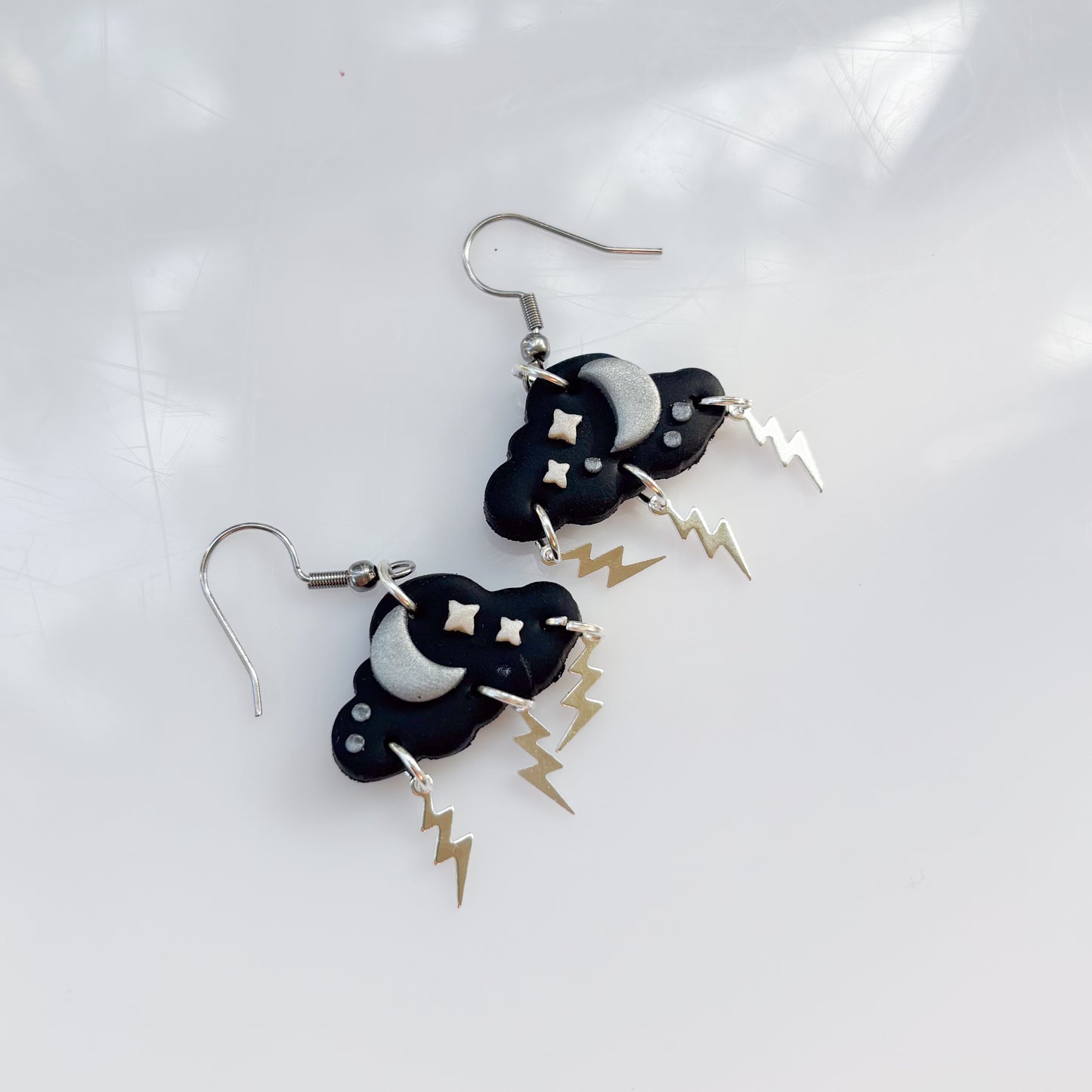 BLACK SILVER STORM CLOUD EARRINGS