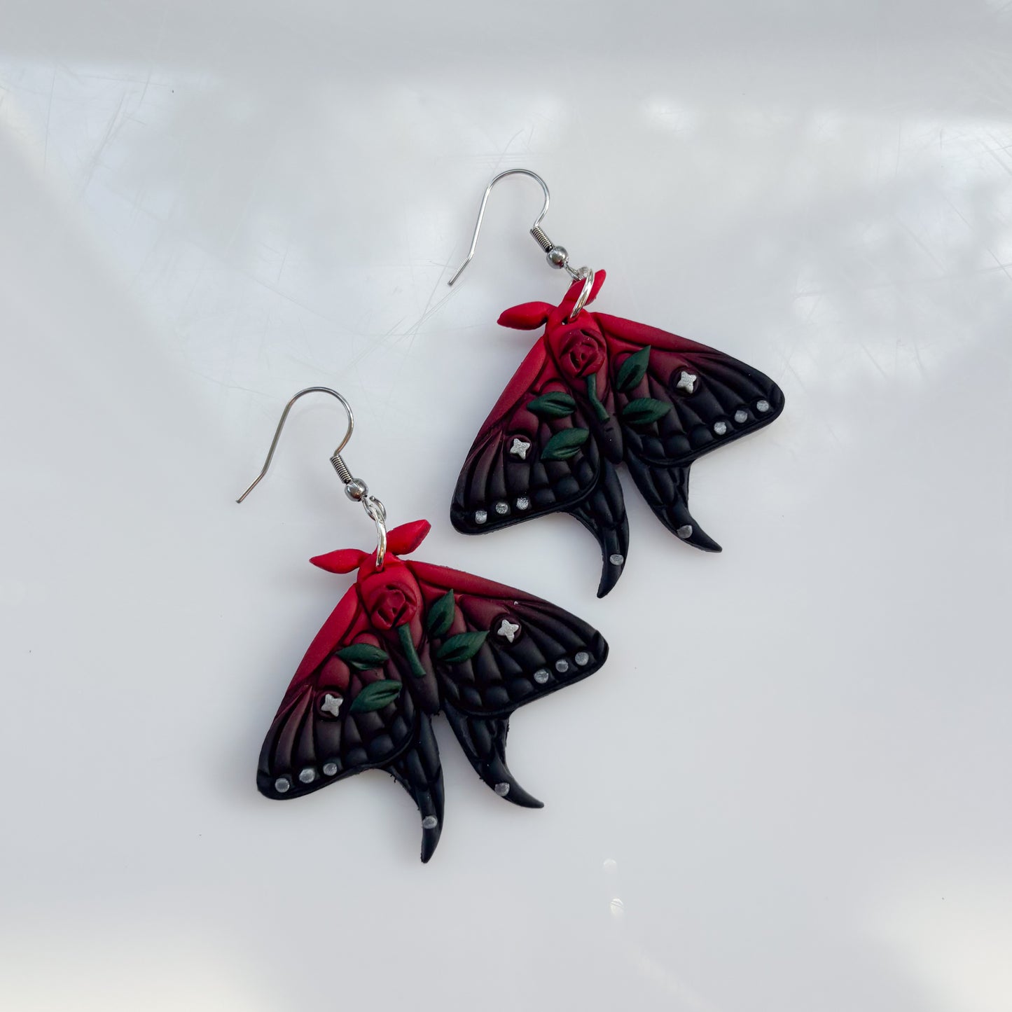 GOTHIC ROSE MOTH EARRINGS