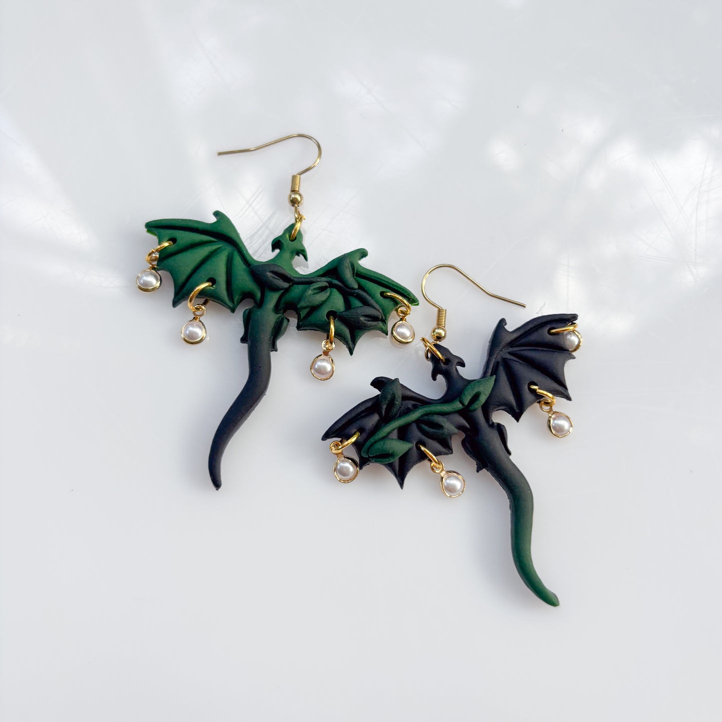 GREEN VINE DRAGON EARRINGS