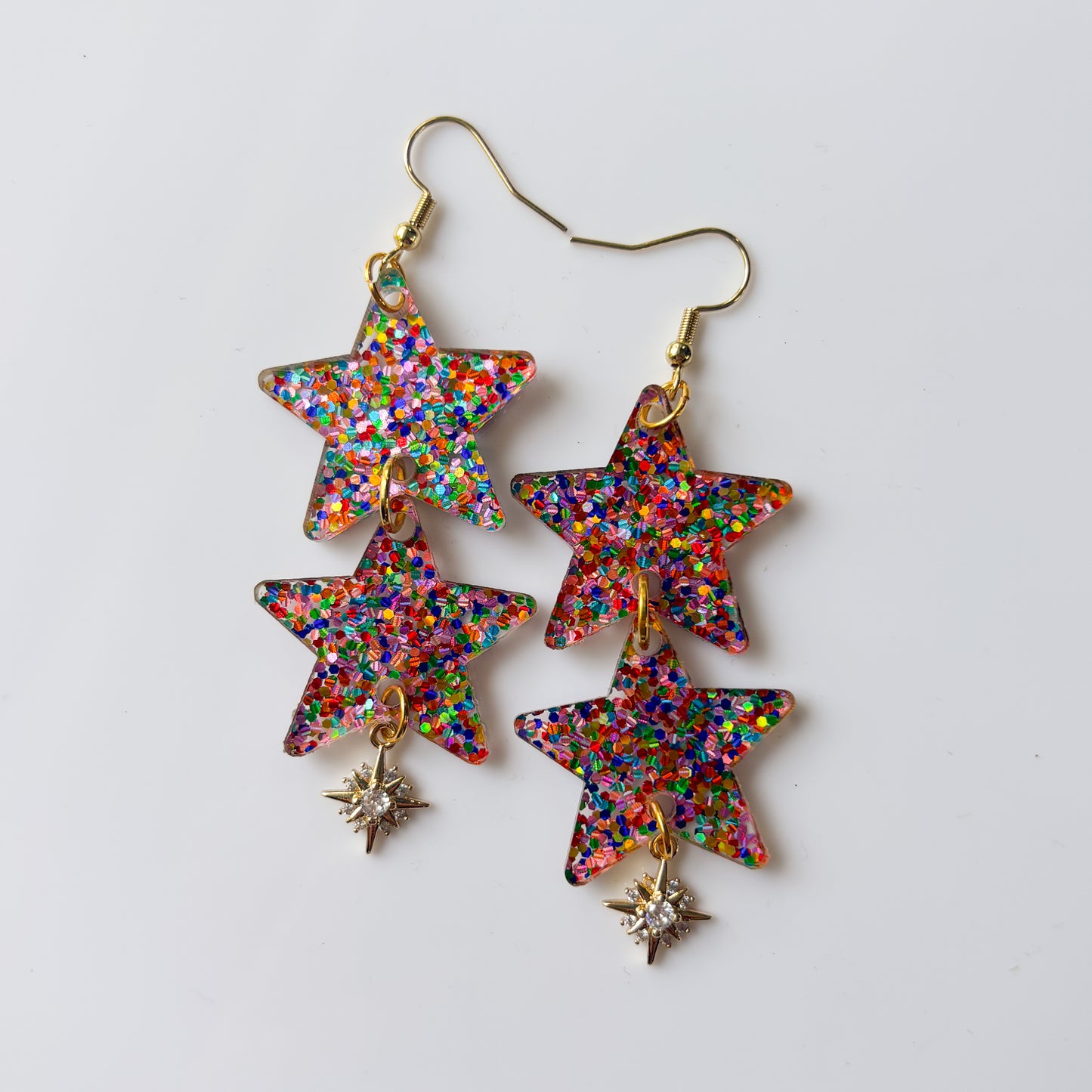 SPARKLE CONFETTI STARS ACRYLIC EARRINGS