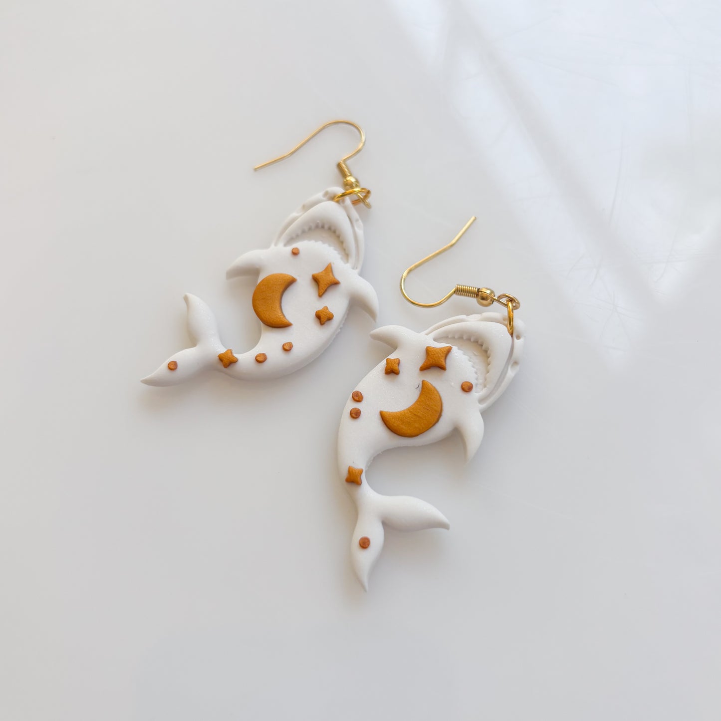 IVORY & GOLD CELESTIAL SHARK EARRINGS