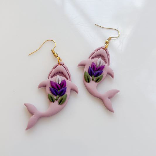 LAVENDER SHARK EARRINGS