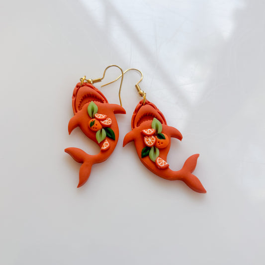 ORANGE CITRUS SHARK EARRINGS