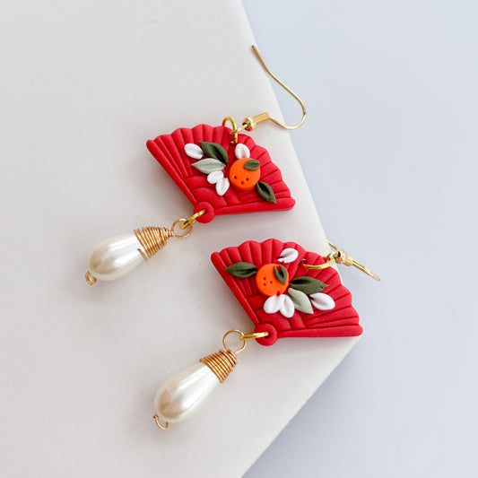 ORANGE BLOSSOM FAN EARRINGS