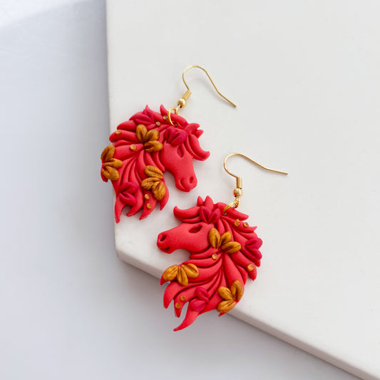 YEAR OF THE HORSE EARRINGS (RED)