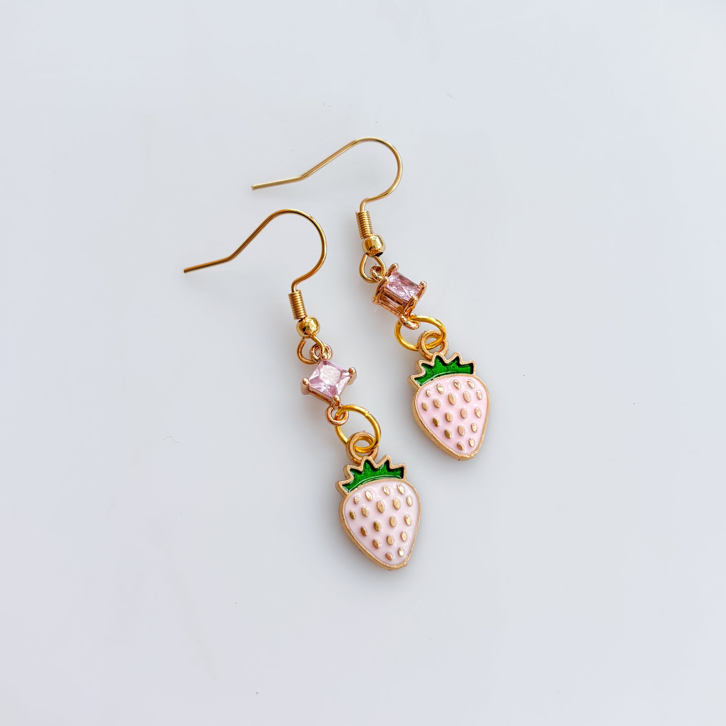 PINK STRAWBERRY & GEM CHARM EARRINGS
