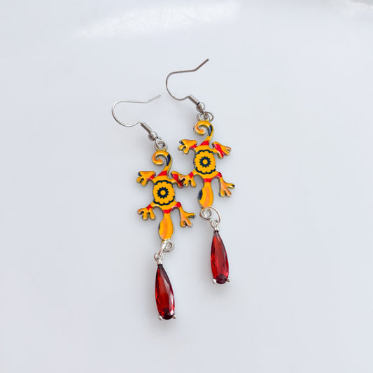 YELLOW LIZARD CHARM EARRINGS