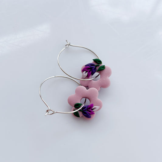 LAVENDER HOOP EARRINGS