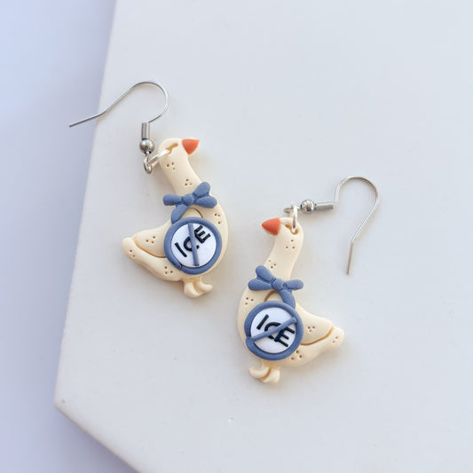 'ICE OUT' GEESE EARRINGS (BLUE)