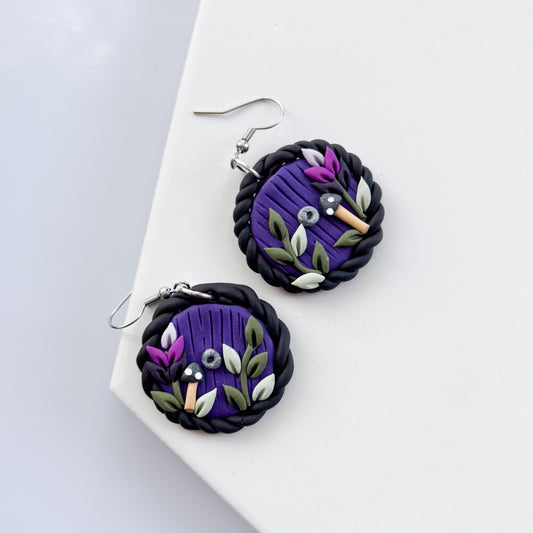 WITCH'S PURPLE HOBBIT DOOR EARRINGS