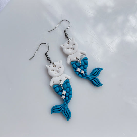 BLUE MERMAID CAT EARRINGS (CAT-FISH!)
