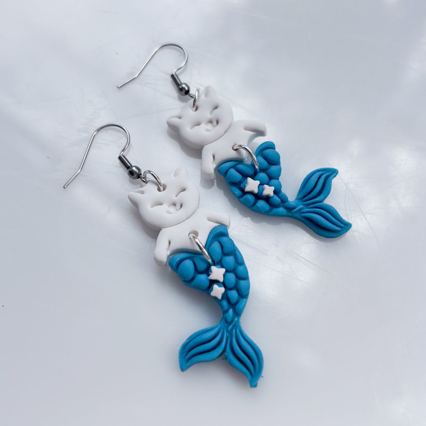 BLUE MERMAID CAT EARRINGS (CAT-FISH!)