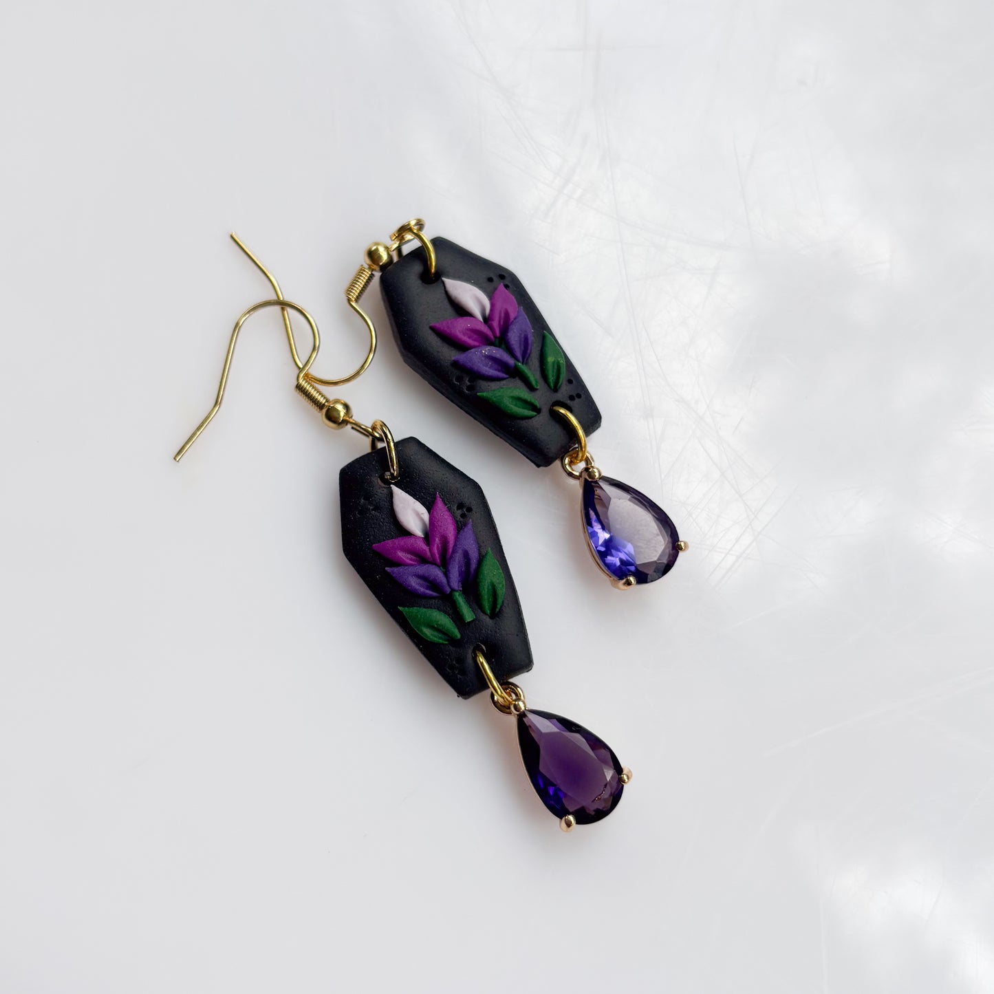 LIL LAVENDER COFFIN EARRINGS
