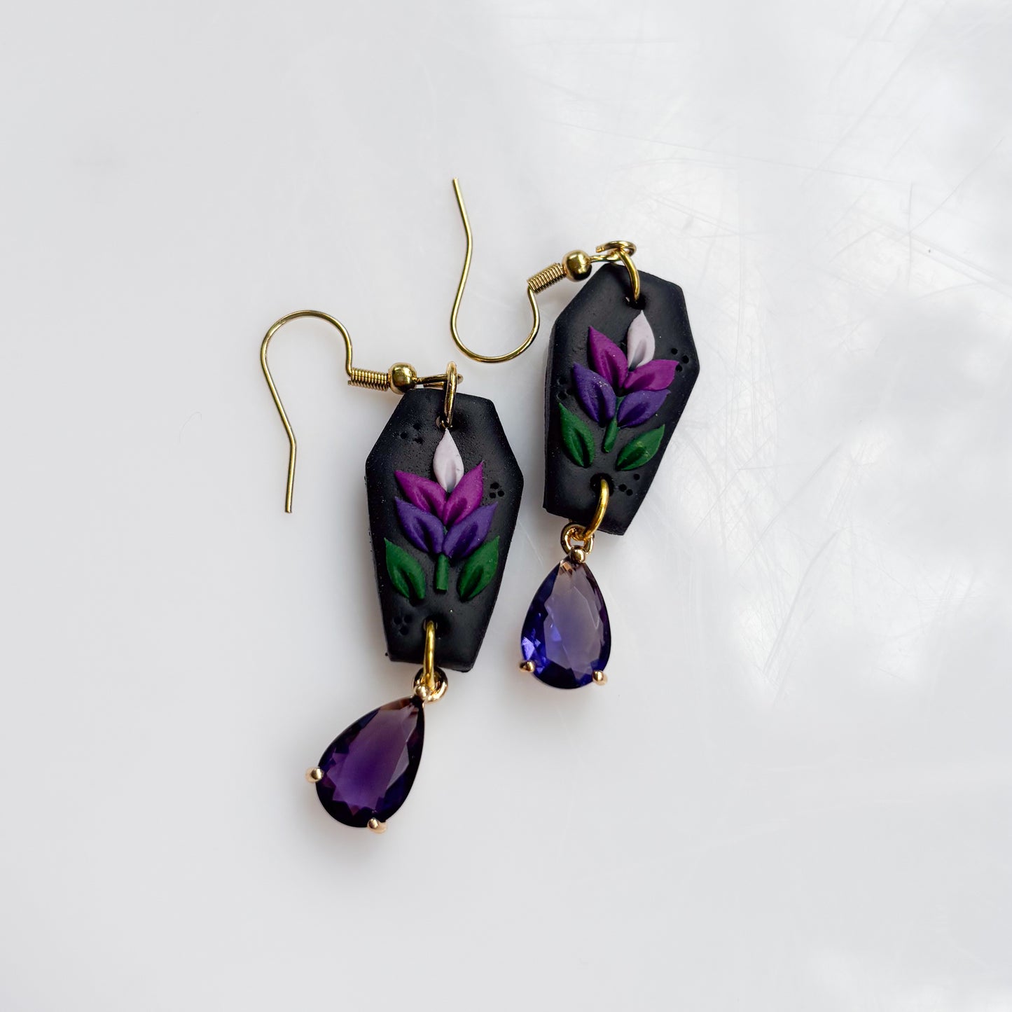 LIL LAVENDER COFFIN EARRINGS