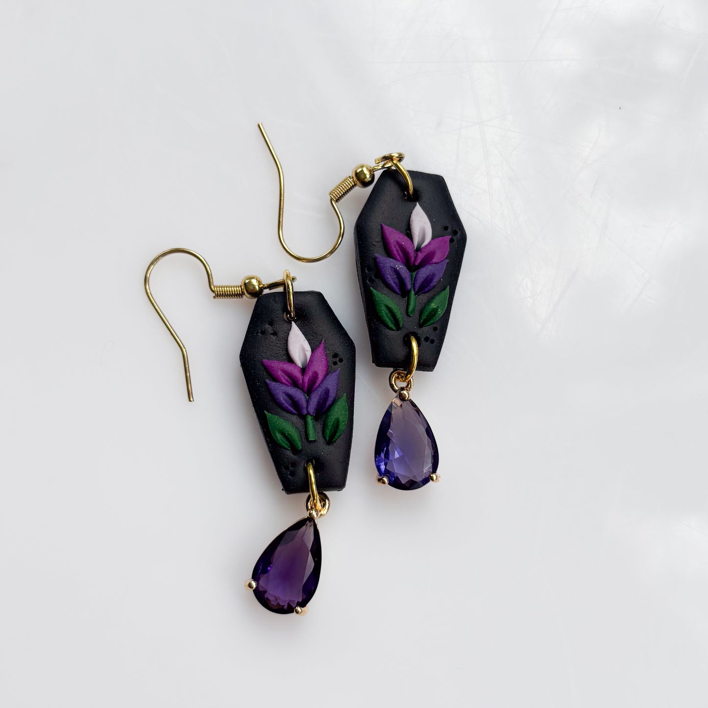 LIL LAVENDER COFFIN EARRINGS