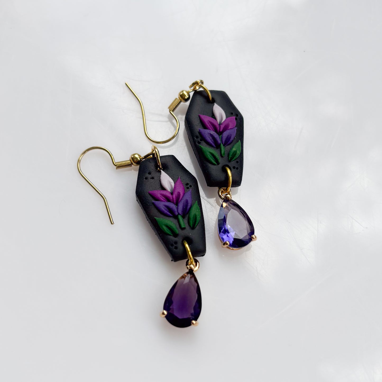 LIL LAVENDER COFFIN EARRINGS