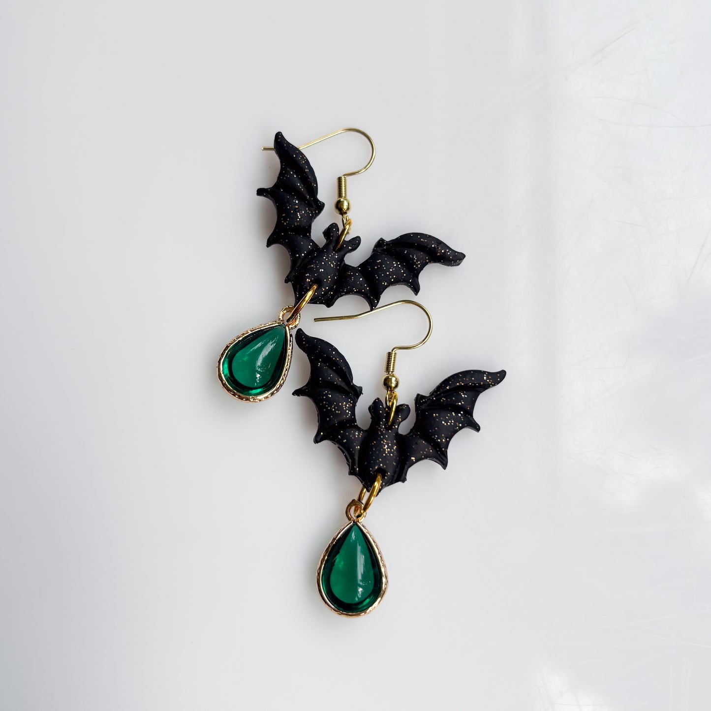 BAT & GREEN JEWEL EARRINGS