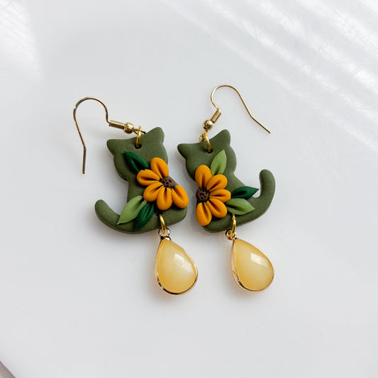 SUNFLOWER CAT EARRINGS