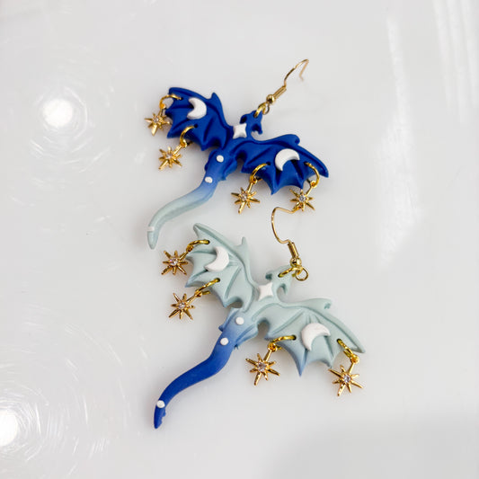 FROSTBITE BLUE OMBRE DRAGON EARRINGS