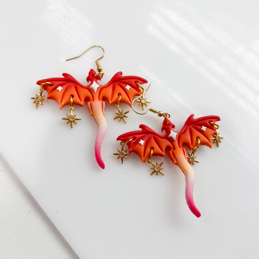 LESBIAN DRAGON EARRINGS (WITH STARS)