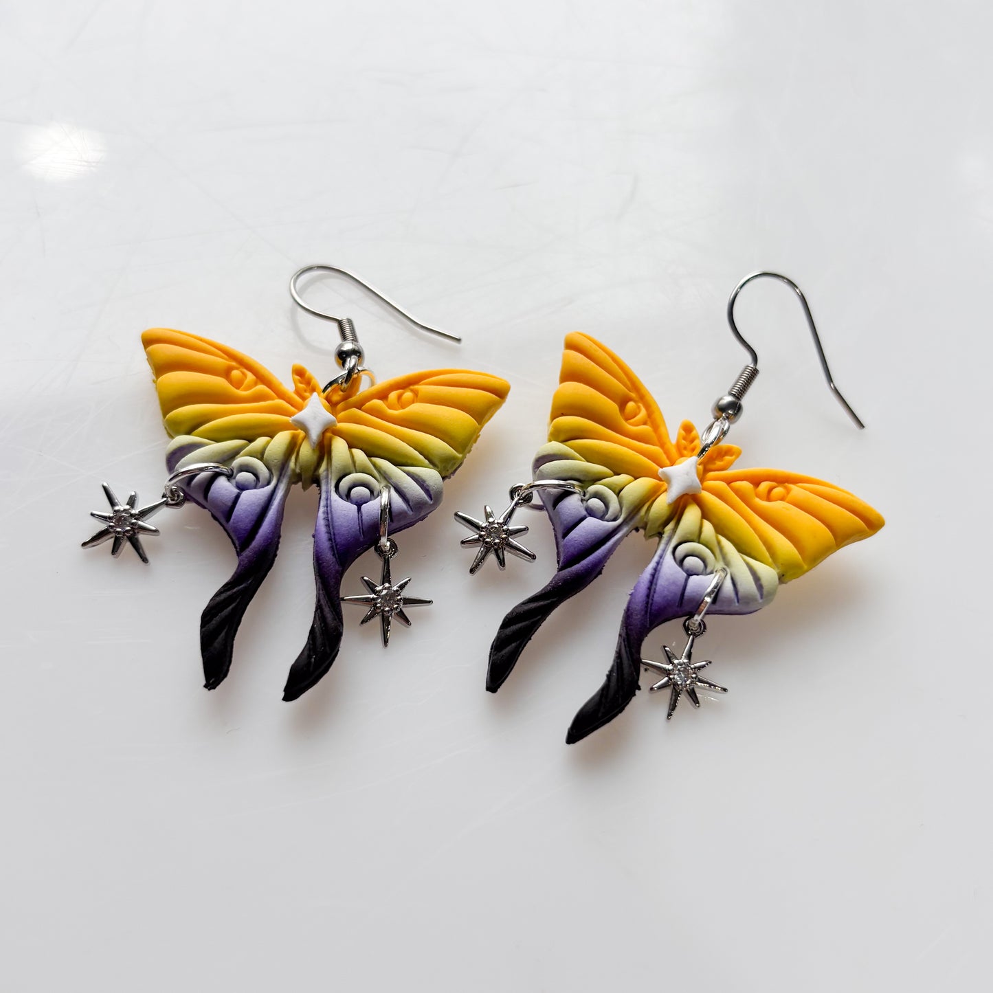 NONBINARY FLAG MOTH EARRINGS