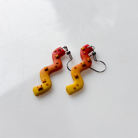ORANGE FIRE OMBRE SQUIGGLE EARRINGS