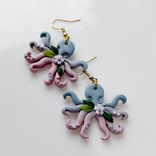 BLUE OCTOPUS EARRINGS