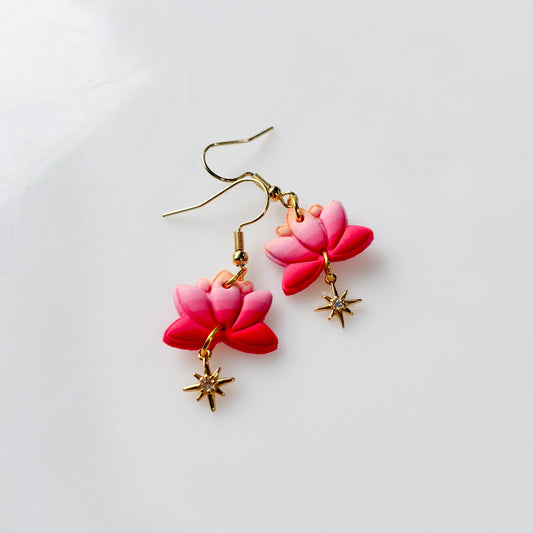 ORANGE TO PINK LOTUS EARRINGS