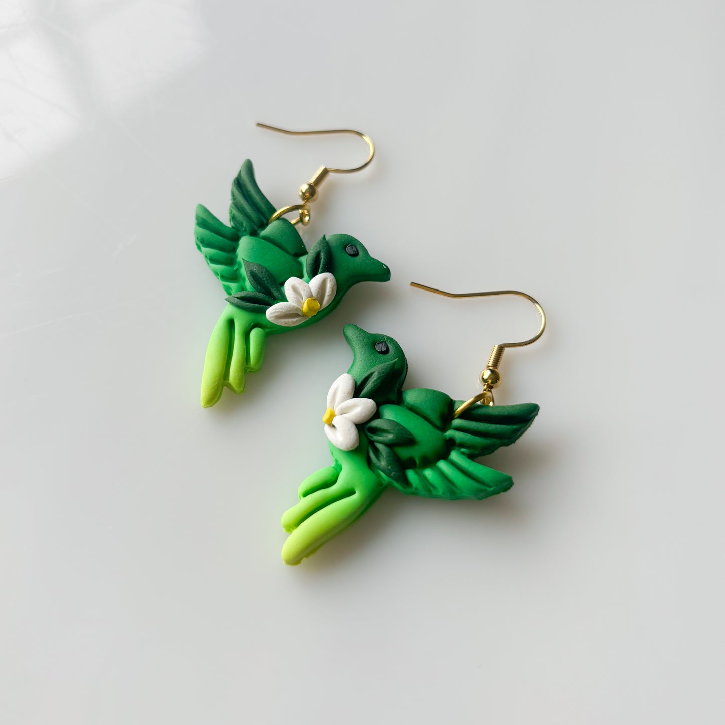 HUMMINGBIRD EARRINGS (GREEN ORIGINAL OMBRE)