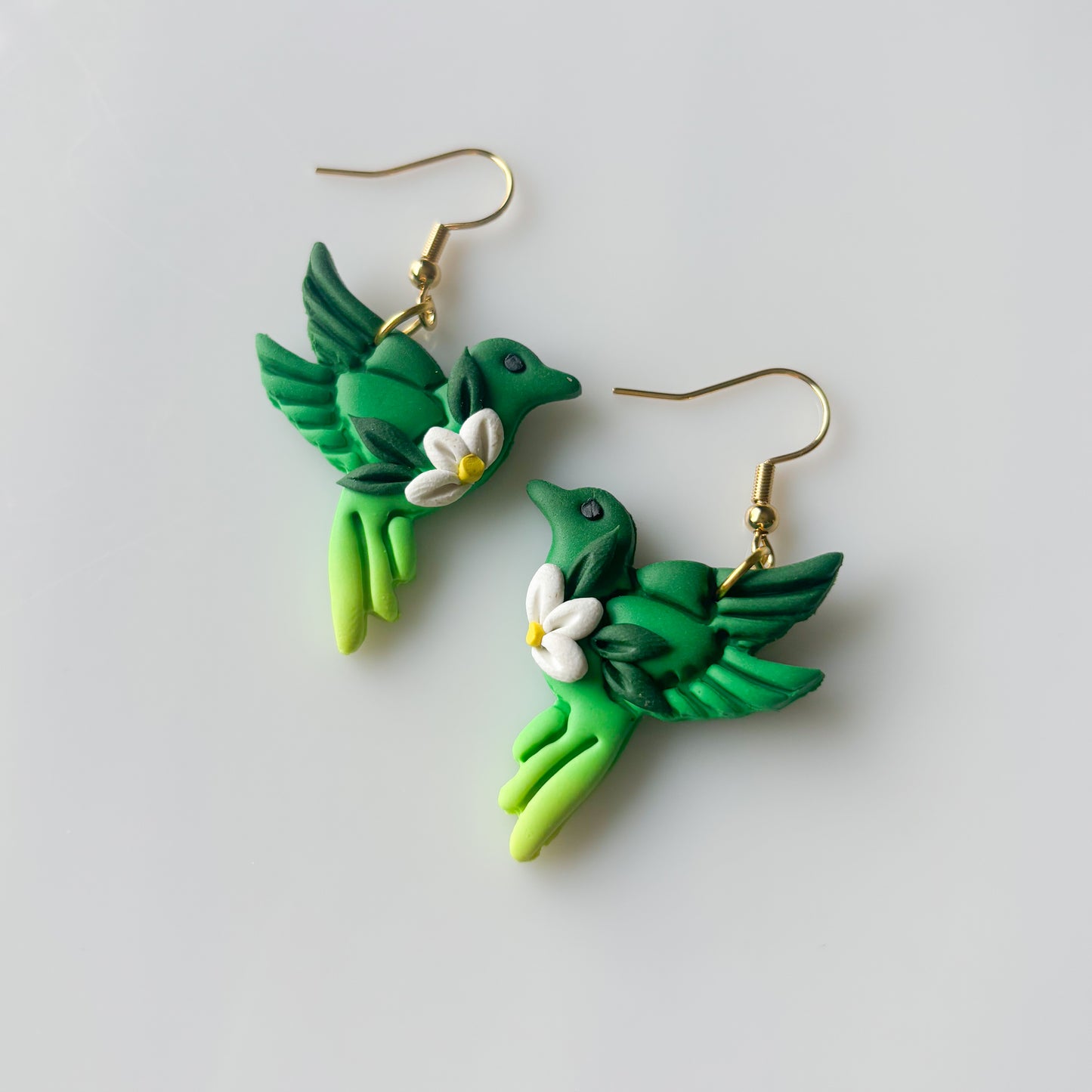 HUMMINGBIRD EARRINGS (GREEN ORIGINAL OMBRE)