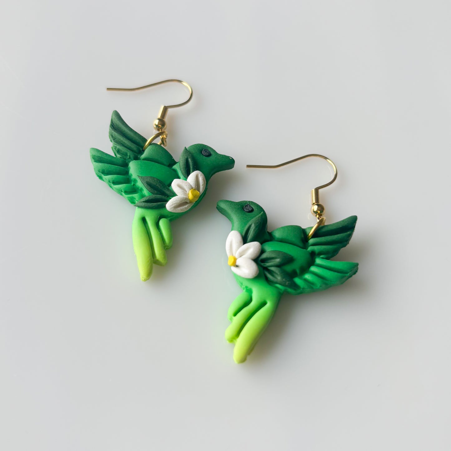 HUMMINGBIRD EARRINGS (GREEN ORIGINAL OMBRE)