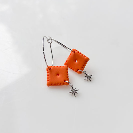 CHEESE CRACKER HOOP EARRINGS
