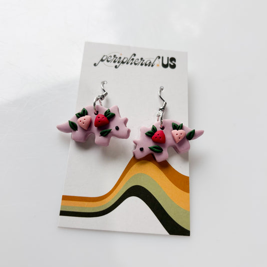 LILAC STRAWBERRY TRICERATOPS EARRINGS