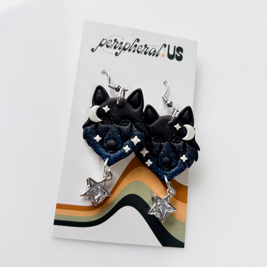 BLACK & BLUE WOLF EARRINGS