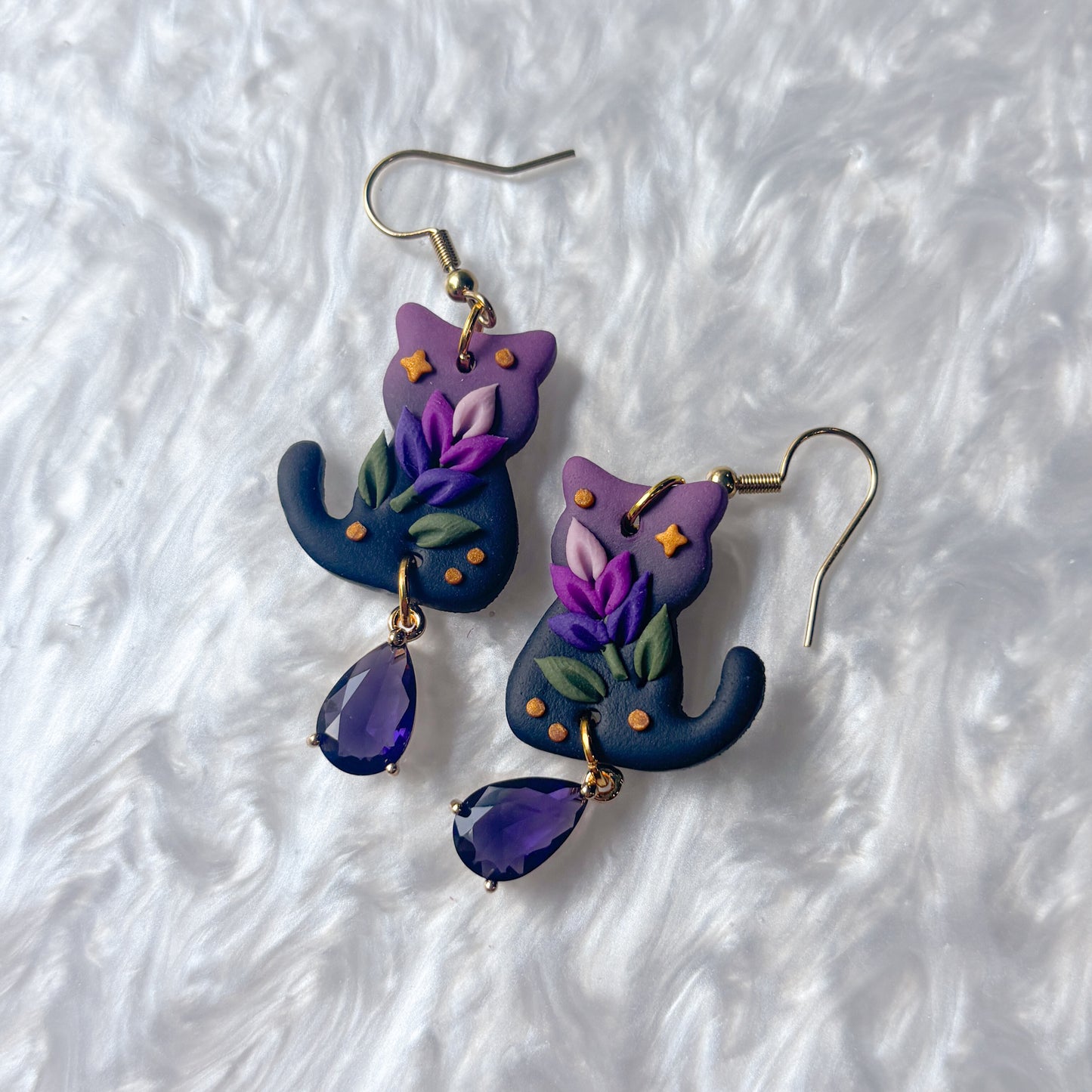 LAVENDER CAT EARRINGS