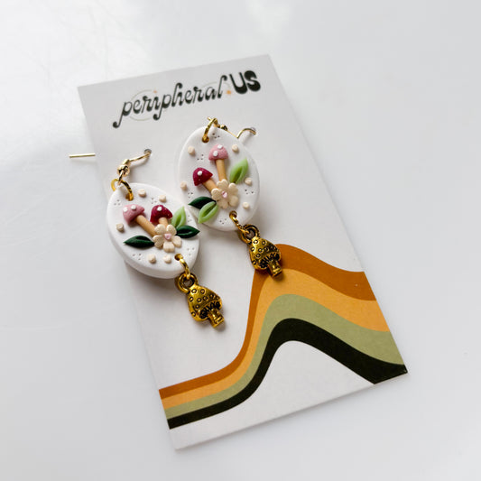 PINK MUSHROOM OVAL EARRINGS