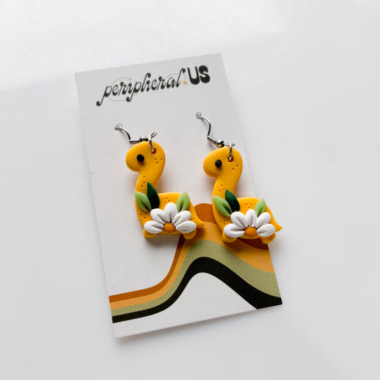 YELLOW DAISY BRONTO DINO EARRINGS