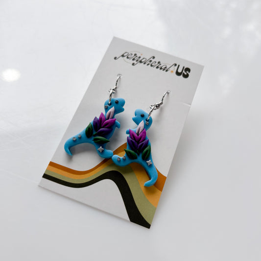 BLUE LAVENDER T-REX EARRINGS