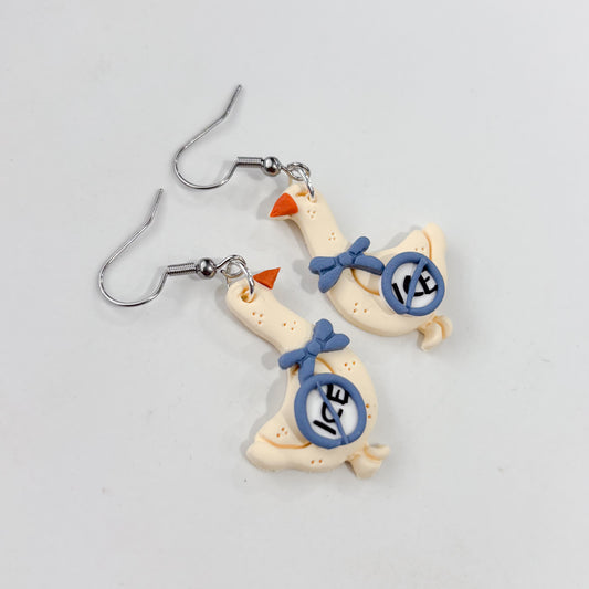 ICE OUT GEESE EARRINGS (BLUE)