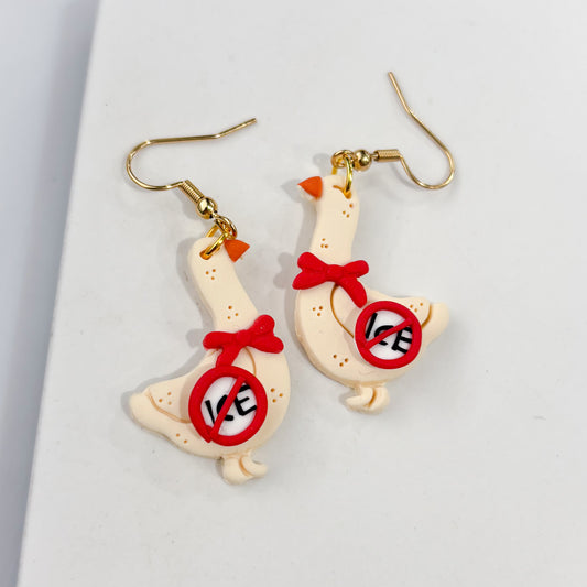 ICE OUT GEESE EARRINGS (RED)